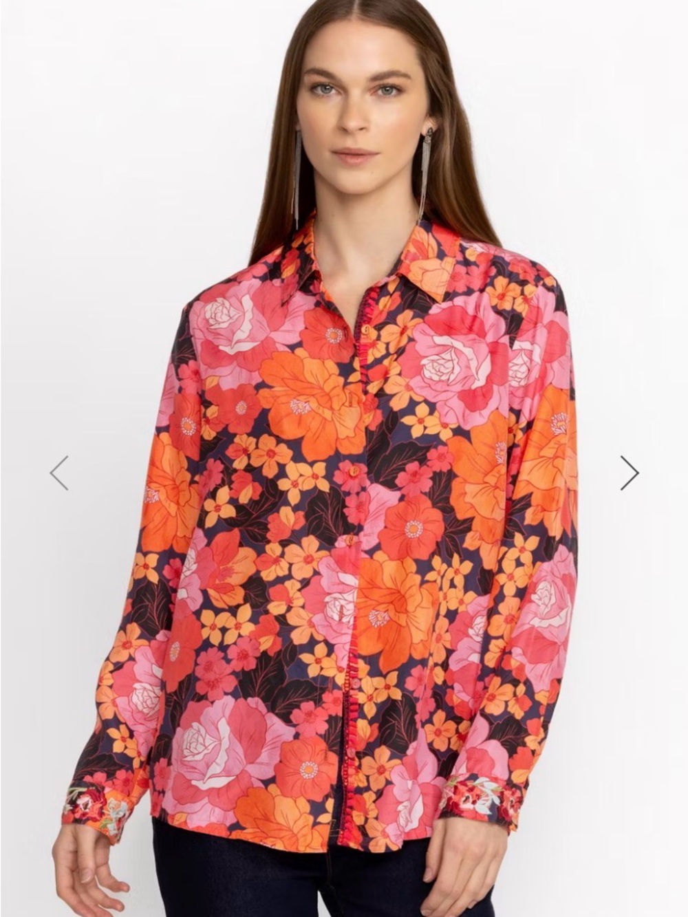 Johnny Was Pink BECCA BUTTON DOWN SHIRT